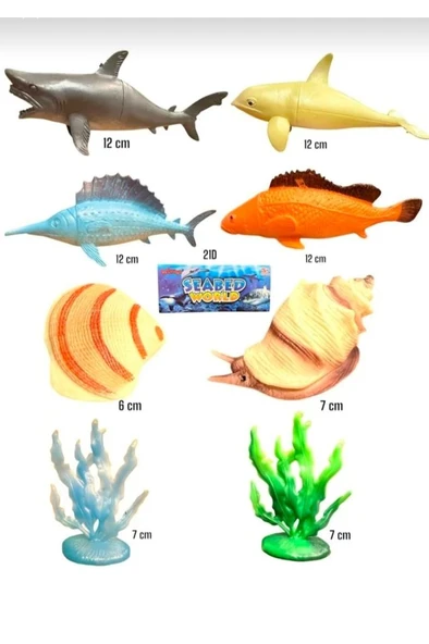 8 Parça Deniz Okyanus Hayvanları Seti Büyük Boy Eğitici Set ürün görseli 1