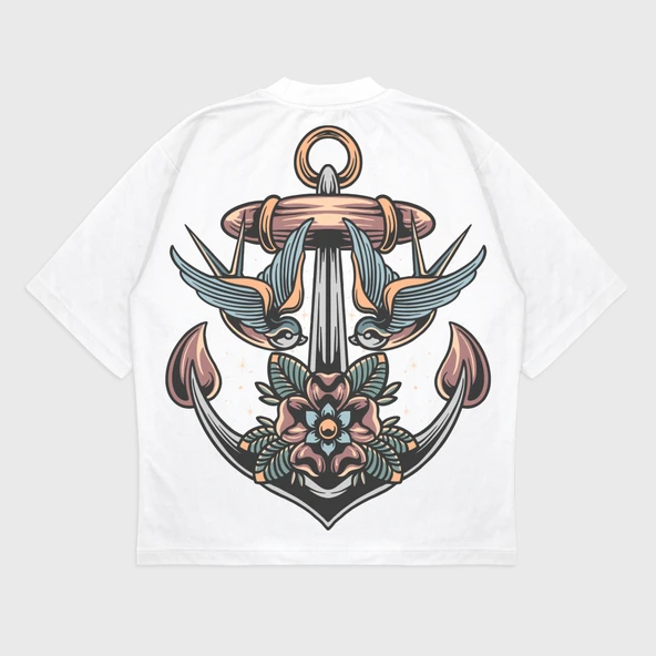 Oversize 'Anchor' T-Shırt - Resim 3