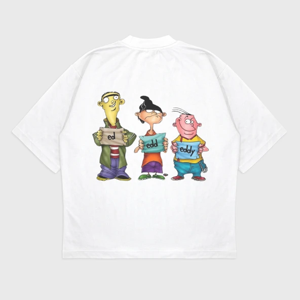 Oversize 'ed, edd, eddy' Baskılı T-shırt - Resim 2