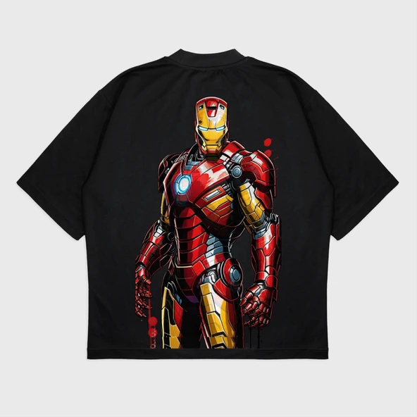 Oversize 'Iron Man' Baskılı T-Shırt ürün görseli 1