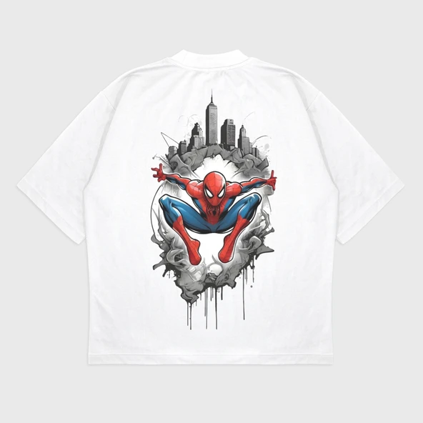 Oversize 'Spider-Man' Baskılı T-Shırt - Resim 4