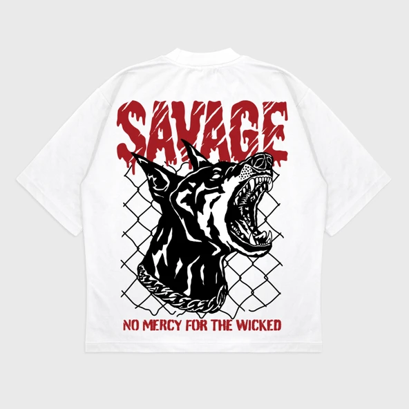 Oversize 'Savage' T-Shırt - Resim 3