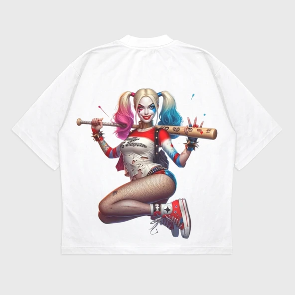Oversize 'Harley Quinn' Baskılı T-Shırt ürün görseli 1