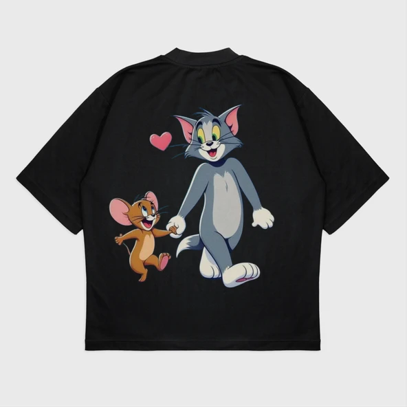 Oversize 'Tom & Jerry' Baskılı T-Shırt ürün görseli 1