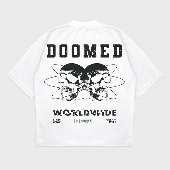 Oversize 'Doomed' T-Shırt - Resim 3