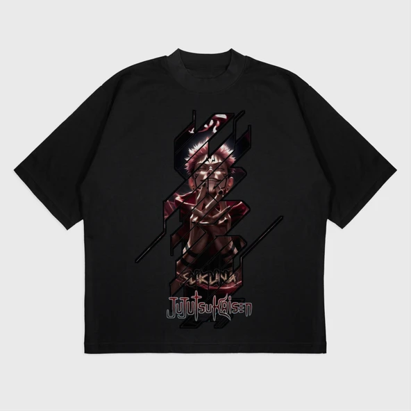 Oversize 'Jujutsu' Baskılı T-Shırt - Resim 2