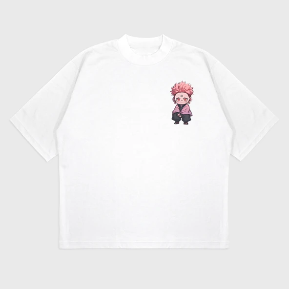 Oversize 'Chibi Sukuna' Baskılı T-Shırt - Resim 2