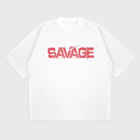 Oversize 'Savage' T-Shırt - Resim 4