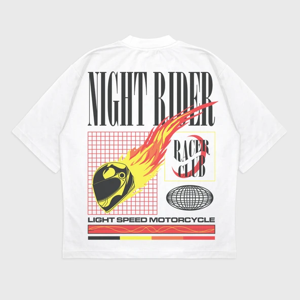 Oversize 'Nıght Ride' T-Shırt - Resim 3