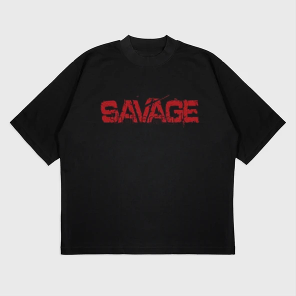 Oversize 'Savage' T-Shırt - Resim 2