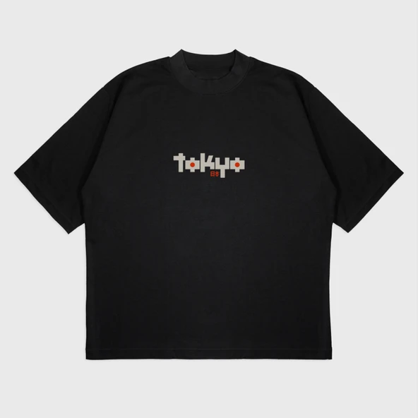 Oversize 'Tokyo' Baskılı T-Shırt - Resim 4