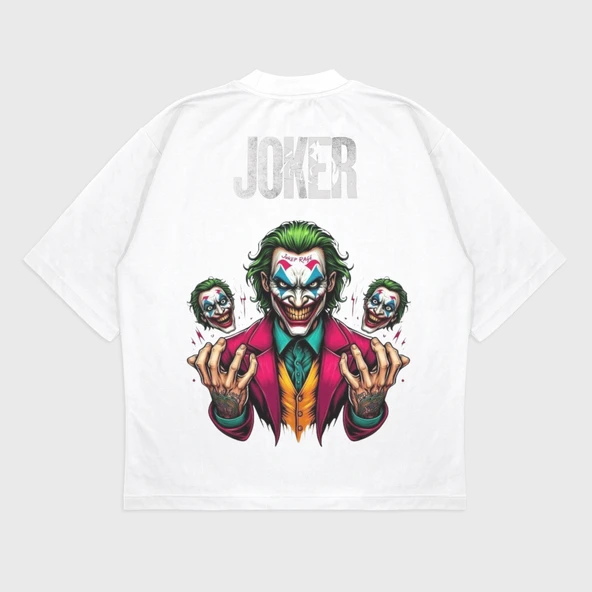 Oversize 'Joker' Baskılı T-Shırt - Resim 3