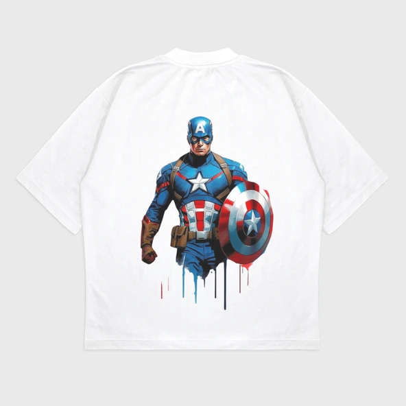 Oversize 'Captain America' Baskılı T-Shırt ürün görseli 1