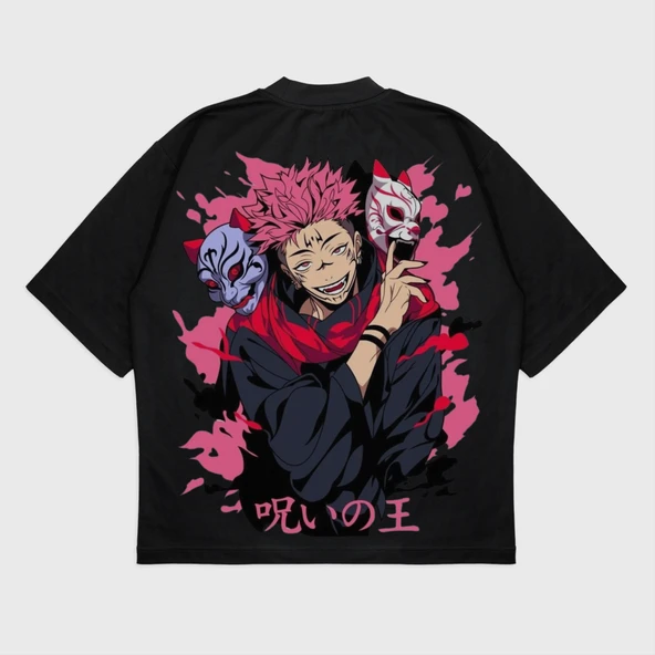 Oversize 'Jujutsu Kaisen' Baskılı T-Shırt ürün görseli 1