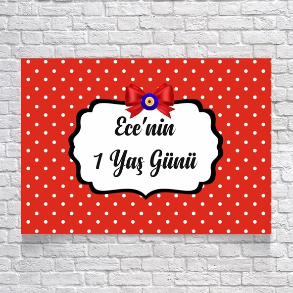 Kırmızı Puantiyeli Doğum Günü Afişi 70X100 cm ürün görseli 1