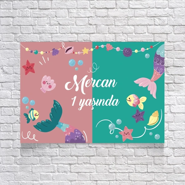 Mercan Temalı Doğum Günü Afişi 70X100 cm ürün görseli 1