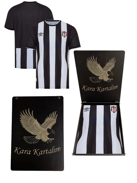 Beşiktaş Lisanslı Çubuklu Forma Hediyelik Ahşap Kutulu Kara Kartalım ürün görseli 1