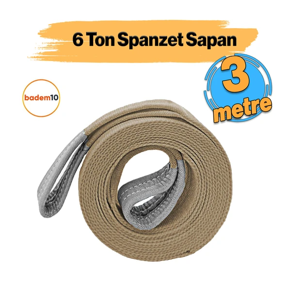 Sapan Polyester Spanzet 6 Ton 3 Metre Kahve Sağlam Yük Kaldırma Taşıma İndirme Halat ürün görseli 1