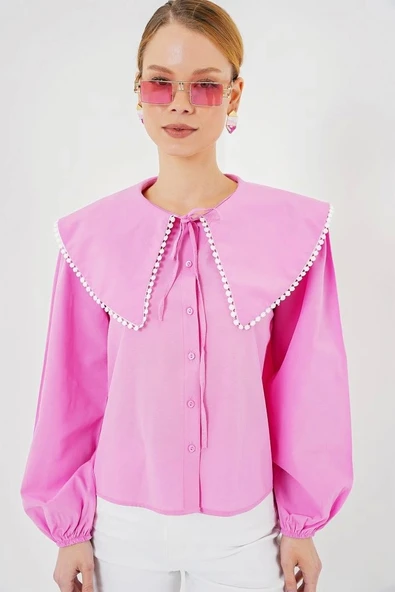 Bebe Yaka Gömlek 20314 - Pembe - Resim 4