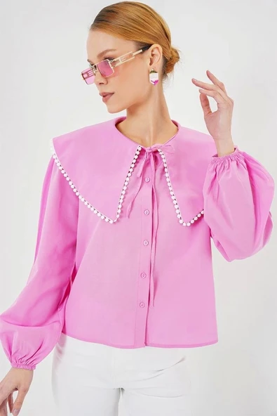 Bebe Yaka Gömlek 20314 - Pembe - Resim 3