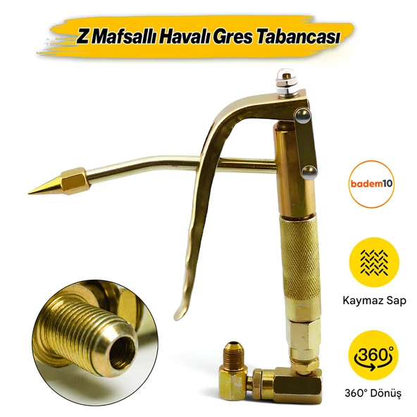 Z Mafsallı Havalı Çelik Yedek Pnömatik Yağlama Makinesi Gres Gresleme Tabancası Pompası Aleti ürün görseli 1