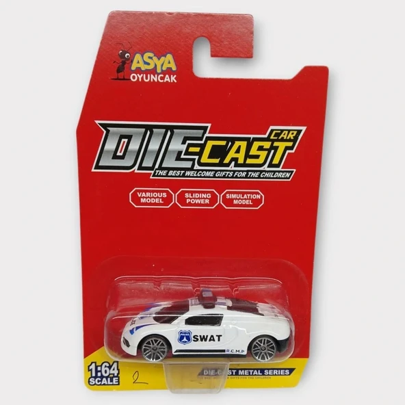 Metal Mini Polis Arabası  8 cm - Polis - 2 - Resim 4