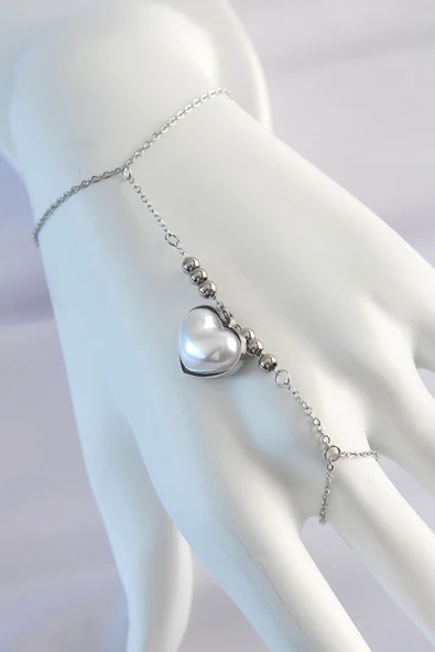 Gümüş Renk Beyaz Bubble Kalp Tasarımlı Şahmeran - EBJ250118W30626 ürün görseli 1