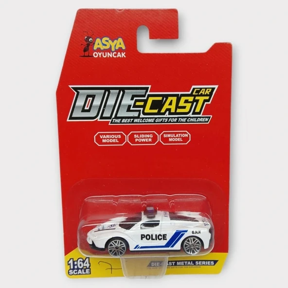Metal Mini Polis Arabası  8 cm - Polis - 7 - Resim 5