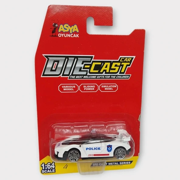 Metal Mini Polis Arabası  8 cm - Polis - 4 - Resim 5