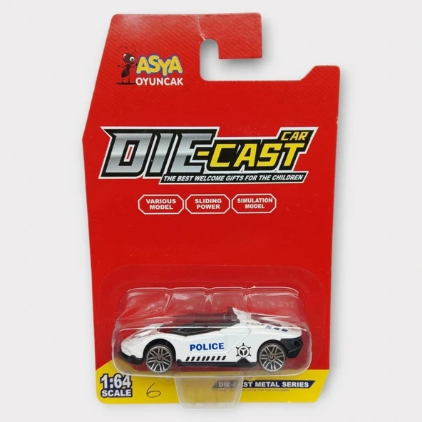 Metal Mini Polis Arabası  8 cm - Polis - 6 - Resim 5