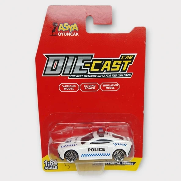Metal Mini Polis Arabası  8 cm - Polis - 5 - Resim 5