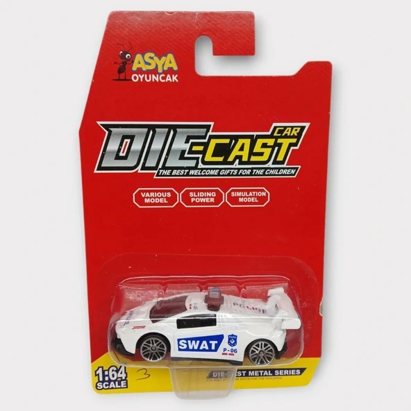 Metal Mini Polis Arabası  8 cm - Polis - 3 - Resim 5