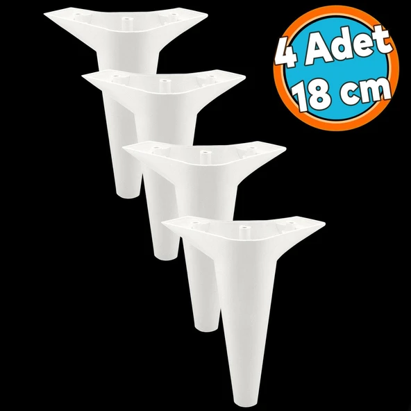 Mobilya Kanepe Sehpa TV Ünitesi Koltuk Ayağı 18 cm Beyaz Baza Ayak 4 Adet ürün görseli 1