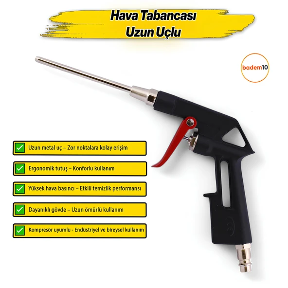 Uzun Ağızlı Uçlu Hava Üfleme Tabancası Profesyonel Temizlik Toz Giderme Tabancası Kompresör 12 cm ürün görseli 1