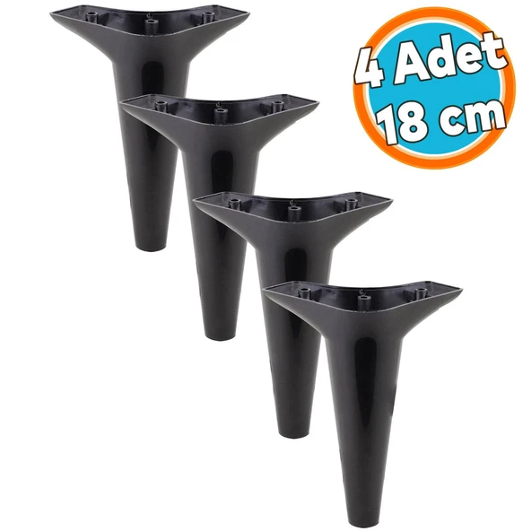 Mobilya Kanepe Sehpa TV Ünitesi Koltuk Ayağı 18 cm Siyah Baza Ayak 4 Adet ürün görseli 1