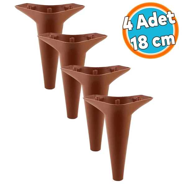 Mobilya Kanepe Sehpa TV Ünitesi Koltuk Ayağı 18 cm Kahverengi Baza Ayak 4 Adet ürün görseli 1