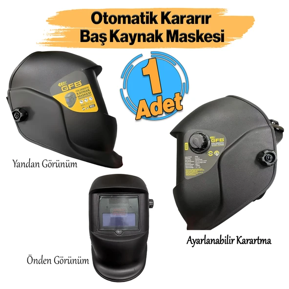 Güneş Enerjili Pilli Otomatik Kararan Baş Maskesi Siperlik Kartuşlu Kaynak Gözlüğü Ayarlanabilir ürün görseli 1