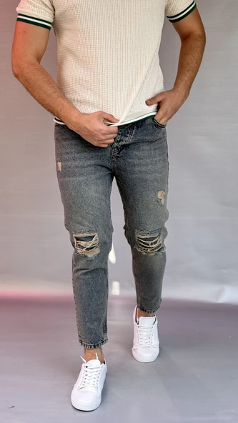 Yırtık Yama Detay Boyfriend Pantolon ürün görseli 1