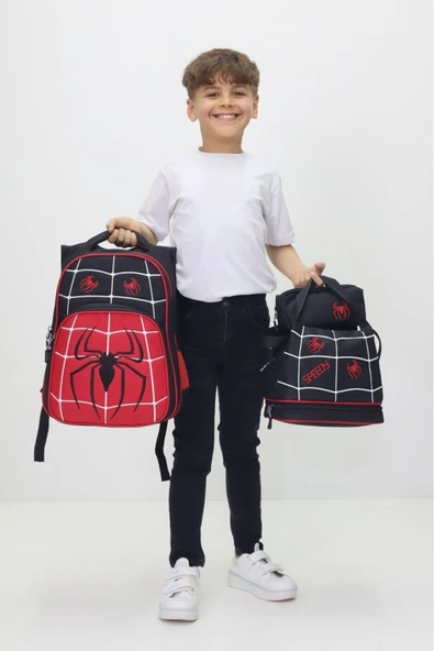 Örümcek Adam Temalı Erkek Çocuk 3 lü Okul Çanta Seti Spider Sırt Çantası Beslenme Çantası Kalemlik ürün görseli 1