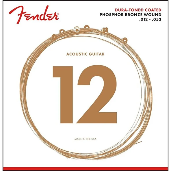 Fender 860L Phosphor Bronze Dura-Tone Coated 12-53 Akustik Gitar Teli ürün görseli 1