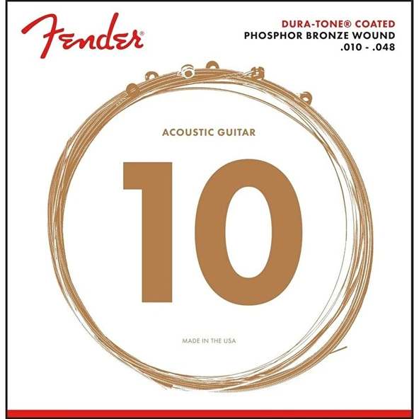 Fender 860XL Phosphor Bronze Dura Tone Coated 10-48 Akustik Gitar Teli ürün görseli 1
