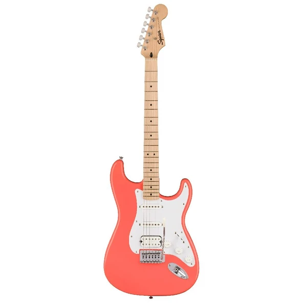 Squier Sonic Stratocaster HSS Akçaağaç White Pickguard Tahitian Coral Elektro Gitar ürün görseli 1