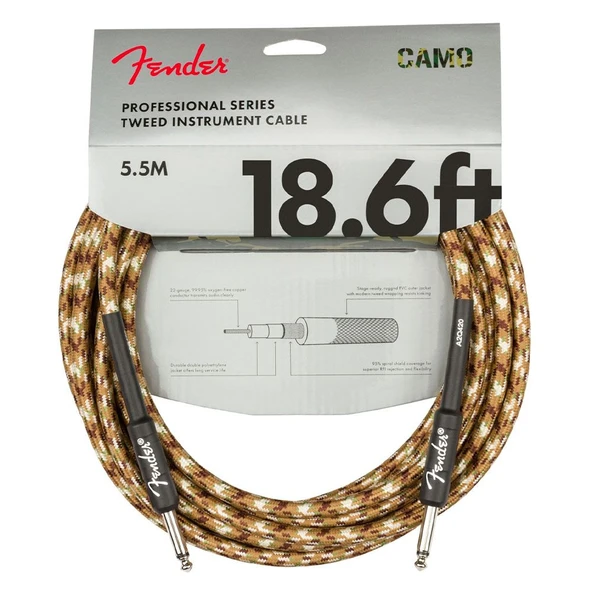 Fender Professional Düz/Düz Uçlu 5m Desert Camo Enstrüman Kablosu ürün görseli 1