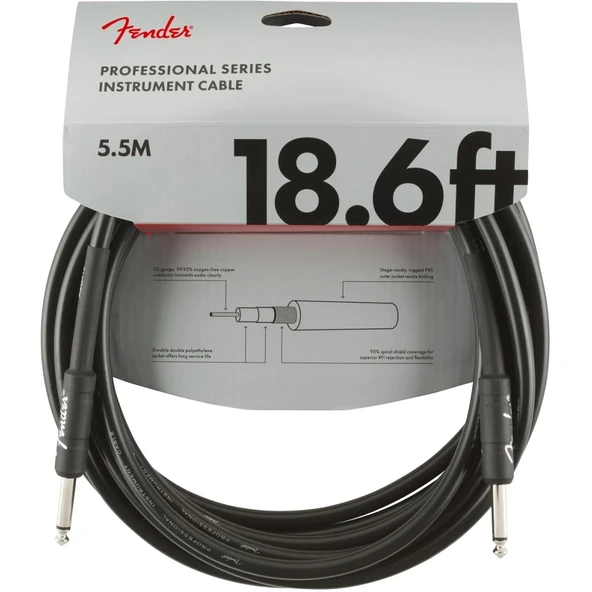 Fender Professional Kill Switch Düz/L Uçlu 5,5m Enstrüman Kablosu ürün görseli 1