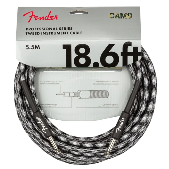 Fender Professional Düz/Düz Uçlu 5m Winter Camo Enstrüman Kablosu ürün görseli 1