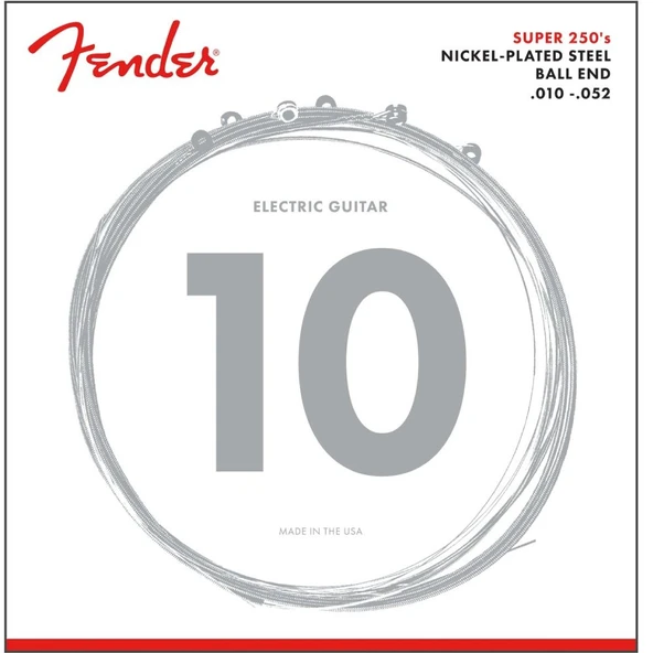 Fender Super 250 Nickel Plated Steel Ball End 250RH .010-.052 Elektro Gitar Teli ürün görseli 1