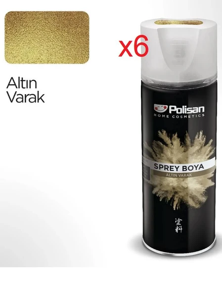 Polisan Akrilik Sprey Boya 6 Adet 400 ml Altın Varak ürün görseli 1