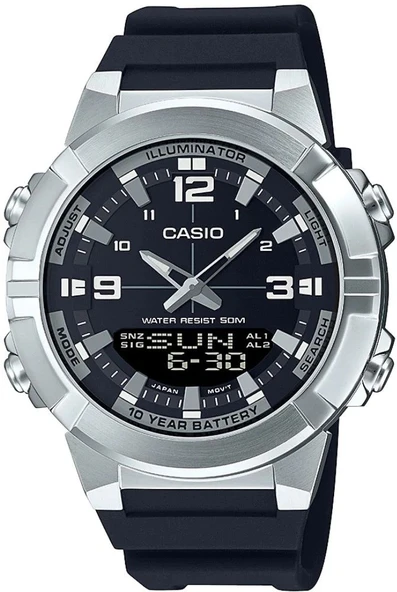 CASIO AMW-870-1AVDF SİYAH SİLİKON KORDON ANALOG/DİJİTAL ERKEK KOL SAATİ ürün görseli 1