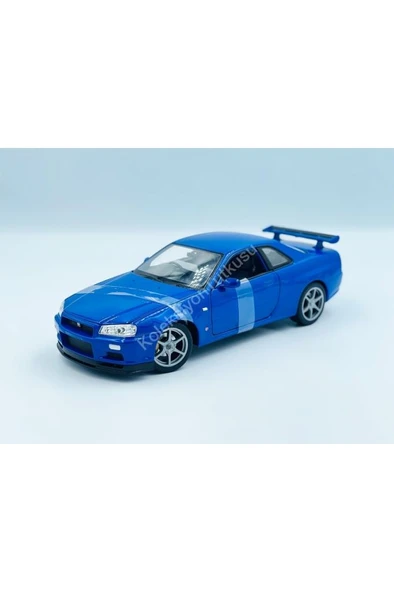 Welly 1/24 Nissan Skyline Gtr R34 Model Araba Mavi ürün görseli 1