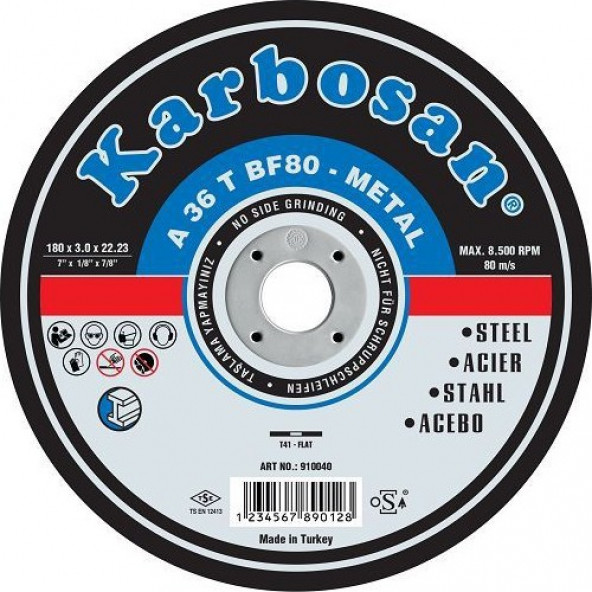 Karbosan 180 x 3 Metal Kesme Taşı 25 Adet ürün görseli 1